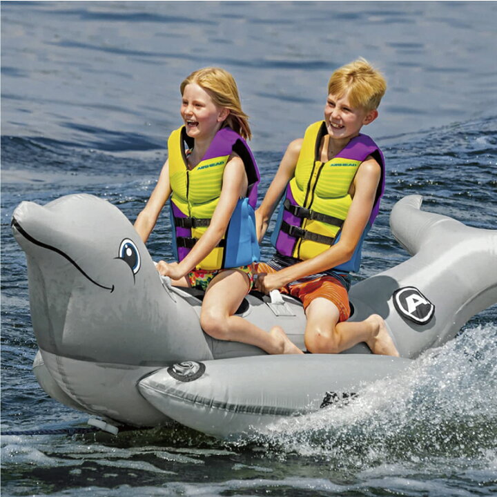 AIRHEAD エアヘッド ドルフィン 2人乗り イルカ トーイングチューブ フロート ボート プール 海水浴 海 親子 海遊び 水遊び ビーチ 夏 ジェットスキー PWC 水上バイク ボート ユニマットマリン エアヘッド トーイングチューブ 3人乗り コンフォートシェル ボート牽引チューブ AIRHEAD スポーツ アウトドア 通常便は送料無料