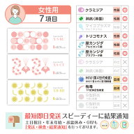 性病検査キット 女性 7項目:【S-RC】【S-CT】【B-BH】梅毒 HIV(エイズ) 淋菌(淋病) クラミジア 膣カンジ…