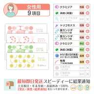 性病検査キット 女性 9項目:【S-RC】【S-CT】【U-RC】【B-BH】梅毒 HIV(エイズ) 淋菌(淋病) クラミジア …