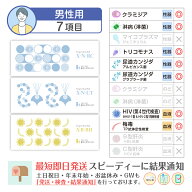 性病検査キット 男性 7項目:【N-RC】【N-CT】【B-BH】梅毒 HIV(エイズ) 淋菌(淋病) クラミジア 尿道カン…