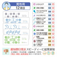 性病検査キット 男性 12項目:【N-RC】【N-CT】【N-MG】【U-RC】【B-YZ】梅毒 HIV(エイズ) B型肝炎 C型肝…