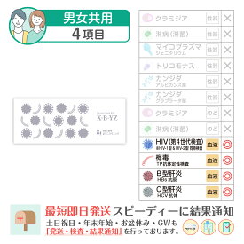性病検査キット 4項目:【B-YZ】梅毒 HIV(エイズ) B型肝炎 C型肝炎 (微量採血検査) まりこ検査キット
