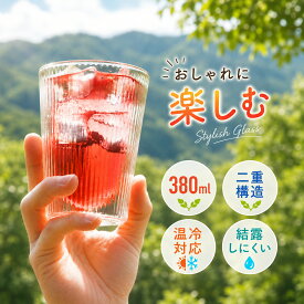 ダブルウォール カクテルグラス 二重構造 耐熱グラス 電子レンジ対応 食洗器対応 保温保冷 結露しない コップ おしゃれ ギフト (380ml)