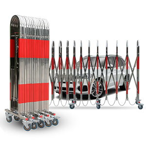 フェンス 柵 屋外 ステンレス鋼 伸縮フェンス キャスター付きなモバイル バリケード 高さ110CM 長さ3M-10M 幅40CM ドア ガードレール 門