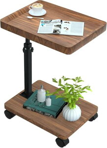 サイドテーブル 昇降式 キャスター付き【2025業界革新設計?可動式テーブル】介護テーブル 360度自由回転 高さ調節 ソファーテーブル 耐