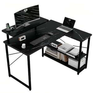 パソコンデスク 学習机 勉強机 computer desk ゲーミングデスクワークデスクL字デスク 棚 付き pc 省スペース 組立簡単 在宅勤