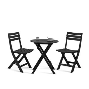 ガーデンテーブル 3点セット アウトドア 折りたたみ 椅子テーブルセット ベランダ バルコニー 椅子セット 室内/屋外 庭 イベント 黒色