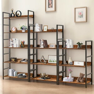 オープンシェルフ ラック 棚 本棚 おしゃれ 収納ラック 木製ラック スチールラック 食器棚 レンジラック キッチンラック (レトロ, 4段)