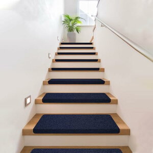 吸着階段マット 折り曲げ付階段マット 50X22cm 【15枚入り】階段用ステップマット 滑り止めマット 階段クッション 階段カーペットマット