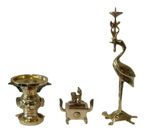 仏具 三具足 丸無地 磨き 3.5号