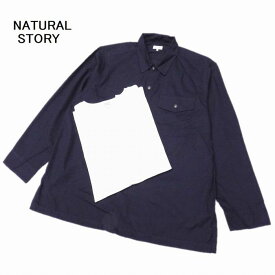5Lサイズ NATURAL STORY シャツ メンズ 大きいサイズ シャツ＋Tシャツの2点セット アンサンブル 1460-5013 67ネイビー