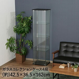 ガラス コレクションケース 4段 幅42.5cm 不二貿易 | ガラスコレクションケース コレクションボード ガラスショーケース ハイタイプ 縦型 収納 ディスプレイケース ディスプレイ ガラス棚 強
