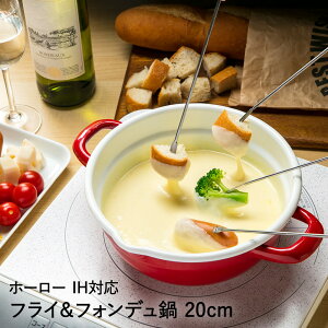 天ぷら鍋 フォンデュ鍋 ホーロー 20cm HT-20RW 高木金属 | 揚げ物鍋 揚げ鍋 鍋 ih ガス 直火 両手鍋 ホーロー鍋 卓上鍋 フライヤー ミニ 小さい 小型 琺瑯 IH対応 天ぷら 揚げ物 チーズフォンデュ