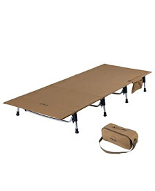 iClimb アウトドア 折り畳みベッド 数秒組立 超軽量 コンパクト コット 簡易ベッド 耐荷重150kg サイドポケット 収納袋付き 仮眠 キャンプ 庭 防災 バックパッキング(Brown-L)