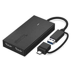 Plugable USB Type-C デュアル USB グラフィック変換アダプター、USB-C HDMI 用 Mac Windows 対応、最大解像度 1080p@60Hz の外部HDMIモニターを 2 台接続可能