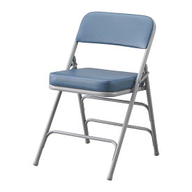 KAIHAOWIN パイプ椅子 折りたたみ椅子 ミーティングチェア 1脚 会議椅子 背もたれ 折り畳み イス ダイニングチェア 分厚いクッション いす 折りたたみチェア 金属製 省スペース イベント シンプル ブルー 45x53x74cm