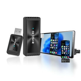 GETPAIRR Mirror Cast CarPlayワイヤレスアダプター＆ミラーリング対応 スマホ画面をカーナビにミラーリング カープレイ無線化 超小型 接続簡単 低遅延 純正CarPlay車対応 ワイヤレス化 プラグ&プレイ iPhone15以降/A