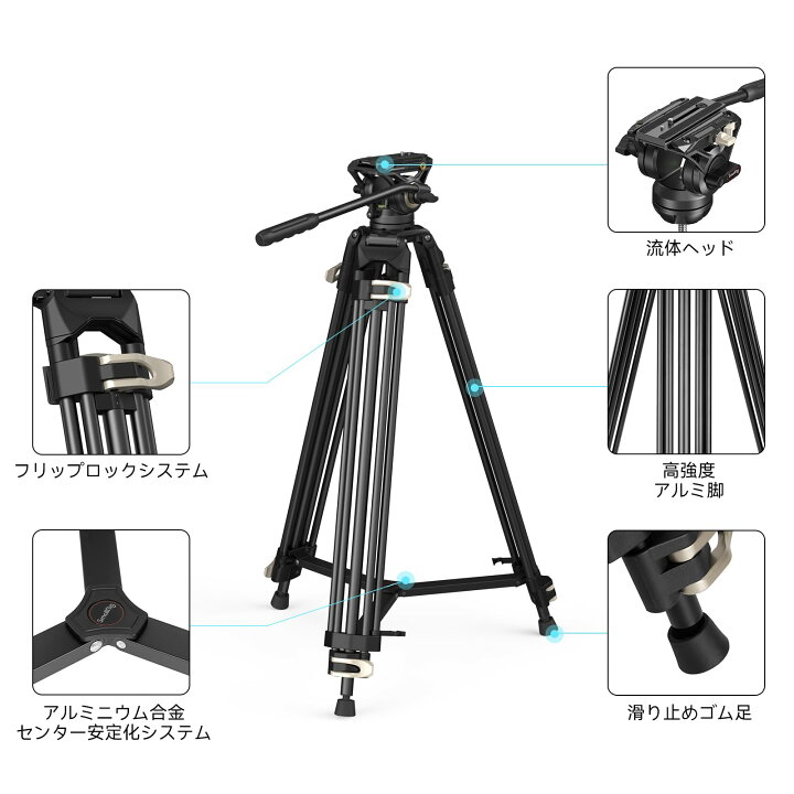 楽天市場】SmallRig ビデオ三脚 186cm 大型 プロ三脚 耐荷重8kg 75mm 