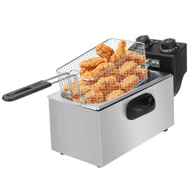 EC Hometec 電気フライヤー 4L タイマー付き フライヤー ステンレス 60-200℃温度調節 卓上フライヤー 家庭用 業務用 串カツや揚げ物や天ぷら等に