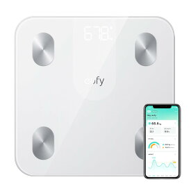 Anker Eufy (ユーフィ) Smart Scale A1（体重体組成計）【アプリ対応/Fitbit連携/体脂肪率/BMI/基礎代謝量/水分量/体脂肪量/骨量/内臓脂肪/コンパクトサイズ】ホワイト
