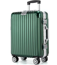 [VARNIC] スーツケース キャリーケース キャリーバッグ アルミフレーム 大型 静音 ダブルキャスター 耐衝撃 360度回転 TSAダイヤルロック 旅行 出張 (L, グリーン)