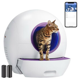 猫トイレ 自動 ELS PET 60L特大容量 スマート 自動猫トイレ センサー感知 APPコントロール 2.4GHzのみ 定期掃除 お手入れ簡単 全自動トイレ 猫 静音 猫用トイレ 安全保護機能 猫 自動トイレ 複数の猫適用 臭気分離 猫のトイレ IOS