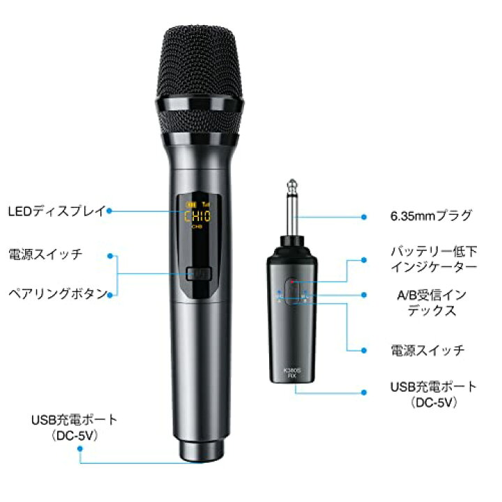 楽天市場】LEKATO K380Sワイヤレスマイク 充電式ダイナミックマイク 