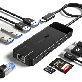 ドッキングステーション USB C ハブ 10-in-1 USB Type-c 変換アダプタ Lemorele usb c hub （1*LAN/4K@30Hz HDMI/2*USB 3.0 Type A/2*USB 2.0/1*TFカ/1*SD/1*US