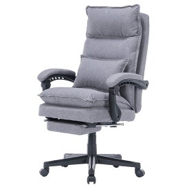 SKYEゲーミングチェア ファブリック オフィスチェア 肉厚座面 デスクチェア 椅子 テレワーク 伸縮可能のオットマン ソファーの座り心地 (グレー)