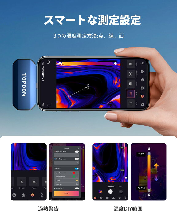 楽天市場】TOPDON サーモグラフィー TC001 赤外線カメラ android(Type 