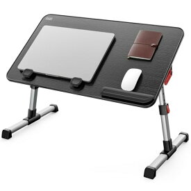 SAIJI ベッド デスク 折りたたみテーブル ベッドテーブル PCパソコンテーブル ローテーブル オフィスデスク ラップデスク 腕保護 高さ 角度調節可能 軽量 勉強 一人暮らし40kg荷重 (ブラック）