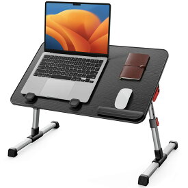 SAIJI ベッド デスク 折りたたみテーブル ベッドテーブル PCパソコンテーブル ローテーブル オフィスデスク ラップデスク 腕保護 高さ 角度調節可能 軽量 勉強 食事 一人暮らし40kg荷重 (ブラック）