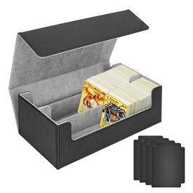 マグネットローダー トレカケース用 ケース PU レザー 縦型ゲームカードボックス、4つの仕切り付きトレカケース デッキケース カード 1200枚収納 大容量(2列)