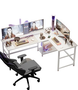 DEWEL パソコンデスク l字 ゲーミングデスク 幅180+120cm 奥行60cm 2段収納棚付き 左右交換設置可 PCデスク オフィスデスク 高さ72cm テレワーク 超ワイド天板 省スペース 棚高さ調整可能 傷・汚れ