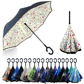 YOKITOMO 長傘 レディース 逆さ傘 丈夫 撥水 内外2枚の布の構成で耐風とUVカット効果更にアップ！ 閉じると自立可能 晴雨兼用 車用 (キャンディー)人気ギフト
