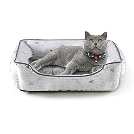 JEMAジェマ ペットベッド 猫ベッド 犬 クッション ペット用 クール ソファ モチモチ3D綿 ひんやり 夏用涼しい 暑さ対策 洗える 60x50x18cm 熊柄 グレー