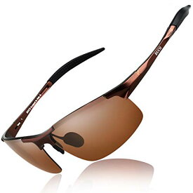 [DUCO] サングラス メンズ 偏光 スポーツサングラス UV400 へんこう さんぐらす ブラウン AL-MG合金 超軽量 sunglasses for men 運転／自転車／釣り／ランニング／ゴルフ用 8177