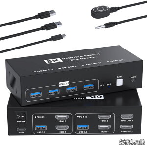 �y���������zHDMI KVM�X�C�b�` 2����2�o�� HDMI KVM �ؑ֊� �p�\�R��2�䃂�j�^�[2��؂�ւ� 4��USB 3.0�|�[�g �L�[�{�[�h/�}�E�X/�v�����^�[/���̃f�o�C�X�Ή� �p�\�R���ؑ֋@ PC �ؑ֋@ USB �ؑ�