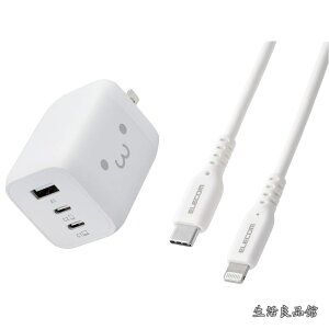 �y���������z�G���R�� �[�d�� 65W USB PD�Ή� 3�|�[�g Type-C USB-A ���낿��� EC-AC4465WF + �G���R�� ���C�g�j���O�P�[�u�� usb-c to Lightning 2m Apple�F�ؕi 60W ���� iPhone �[�d �yMFi�F�؁z �z���C�g MPA-CLEC1