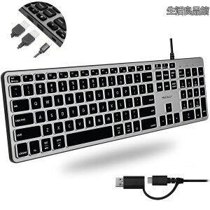 �y���������zMACALLY �v���~�A���L���o�b�N���C�g�L�[�{�[�h USB�|�[�g�t�� - �ő�3��̃f�o�C�X�ɐڑ� - (USB-A 2 | USB-C�|�[�g1��) - Mac Mini/Pro iMac MacBook iPad PC�p-