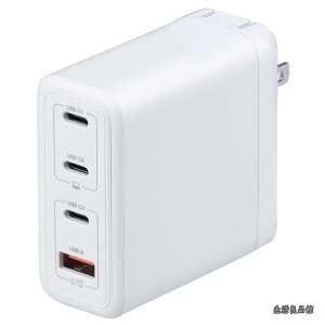 �y���������z�[�d�� USB-C PD 100W 4�|�[�g Type-C ×3�EUSB-A×1 �}���[�d�� GaN(���f�K���E��) �܂肽���ݎ��v���O �m�[�gPC�Ή� �z���C�g 700-AC043W