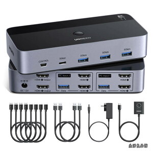 �y���������zHDMI 2.1 KVM�ؑ֊� �f���A�����j�^�[�Ή� 2����2�o�́b8K@60Hz�Ή��bUSB3.0×3�{USB-C�b2��PC��2��ʋ��L�b�L���{�^��/�{�̐ؑցbWindows/Mac/Linux�Ή�