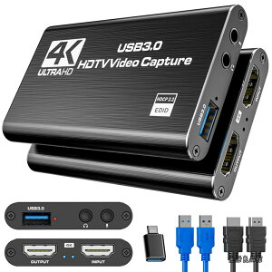 �y���������z4K HDMI �p�X�X���[ 60fps�^�� USB3.0 Type-C/A �f���A���|�[�g ���p ��x�� �Q�[������ Switch/PS5/Xbox/iPad�Ή� OBS�Ή� 1080p60fps �^�� �v���O�A���h�v���C 1�{2�� �A���~����