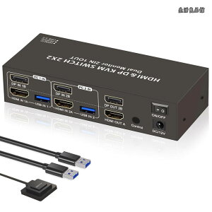 �y���������zDisplayport KVM �ؑ֊� 2����2�o�� 4K 60Hz HDMI+DP 2PC �ؑ� USB3.0 KVM �؂�ւ��� �X�C�b�`���[ �L�[�{�[�h �}�E�X �v�����^�[ �X�L���i�[���L PC USB 2���� 4�o�� ���� ���j�^�[ �K�p