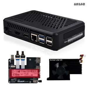 �y���������zDeskPi Lite Pi5 �P�[�X �d���{�^���APCIe to M.2 HAT�A�A�N�e�B�u�N�[���[�A�f���A���t���T�C�YHDMI�ARaspberry Pi 5�p�AM.2 NVMe M-Key 2230/2242/2260/2280 SSD�Ή�