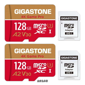 �y���������z1��p�zGIGASTONE �}�C�N��sd�J�[�h 128GB 2�Z�b�g 4K Game Pro microSDXC UHS-I A2 V30 U3 C10 100MB/s Ultra HD 4K �r�f�I�^�� �A�N�V�����J���� �X�|�[�c�J���� 4K Ultra HD ���� SD�A�_�v�^�[2���t���y