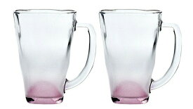 東洋佐々木ガラス ビールグラス 泡立ちぐらす 山 マグ 390ml×2個セット ピンク P-55441-J142S