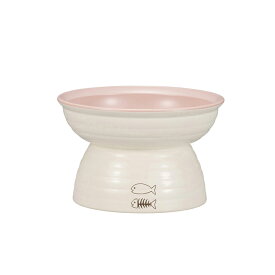 宮本産業 ペット食器 みやわん 脚付きフードボウル バイカラー クリーンコート加工 ホワイト ピンク 約175ml