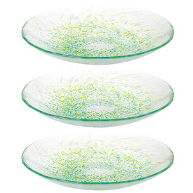 東洋佐々木ガラス いろしずく めん皿 日本製 3個セット 緑 約φ24×4cm WA322 【送料無料】