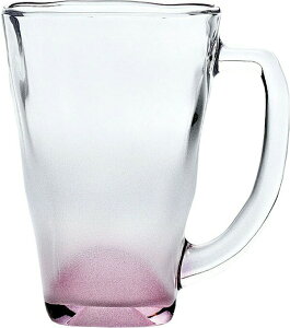 東洋佐々木ガラス ビールグラス 泡立ちぐらす 山 マグ ピンク 390ml 日本製 ガラスコップ グラス コップ P-55441-J142S ( 食洗機 ガラス ビール 業務用 コップ 脚なし 国産 ビヤー ビア )